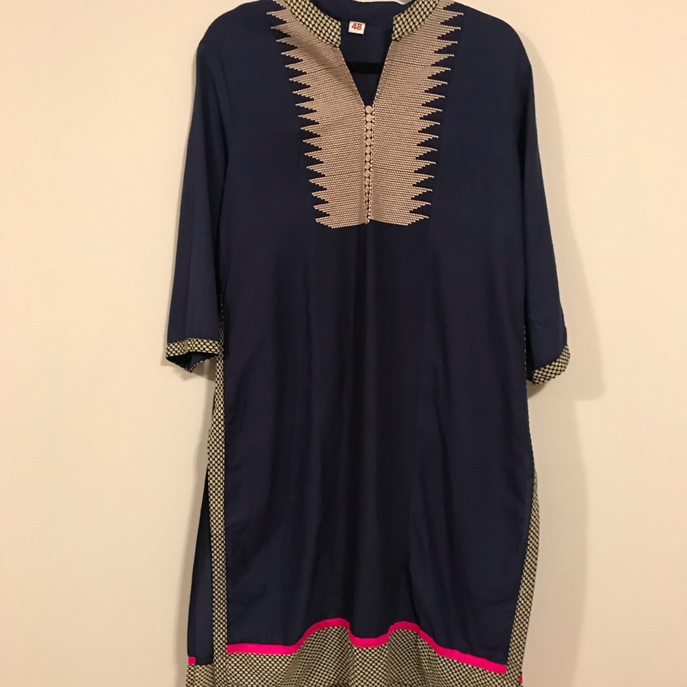 48 blue slit dress
